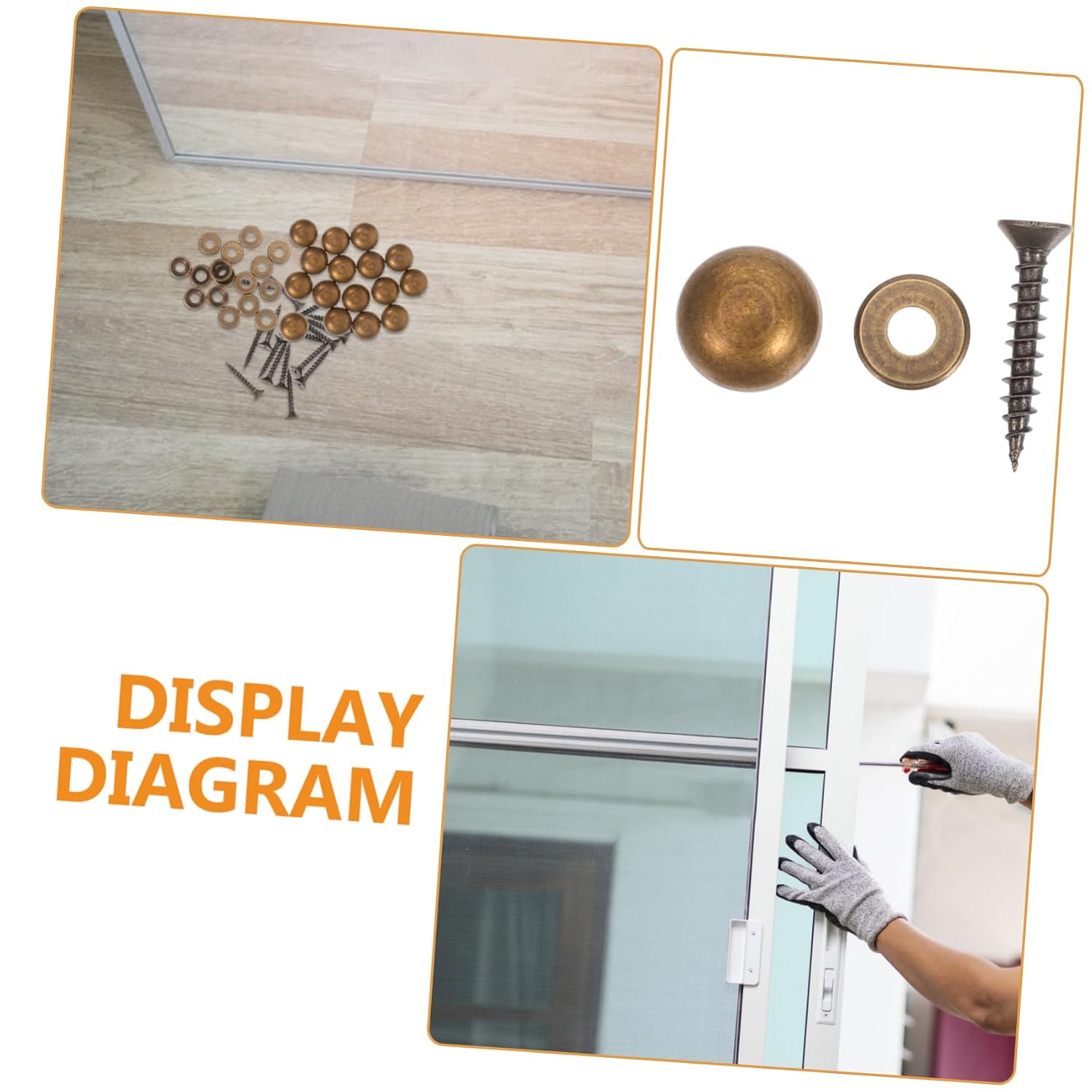 16pcs Copper Self Tapping Screw Nails for Wooden Boards and Mirrors
