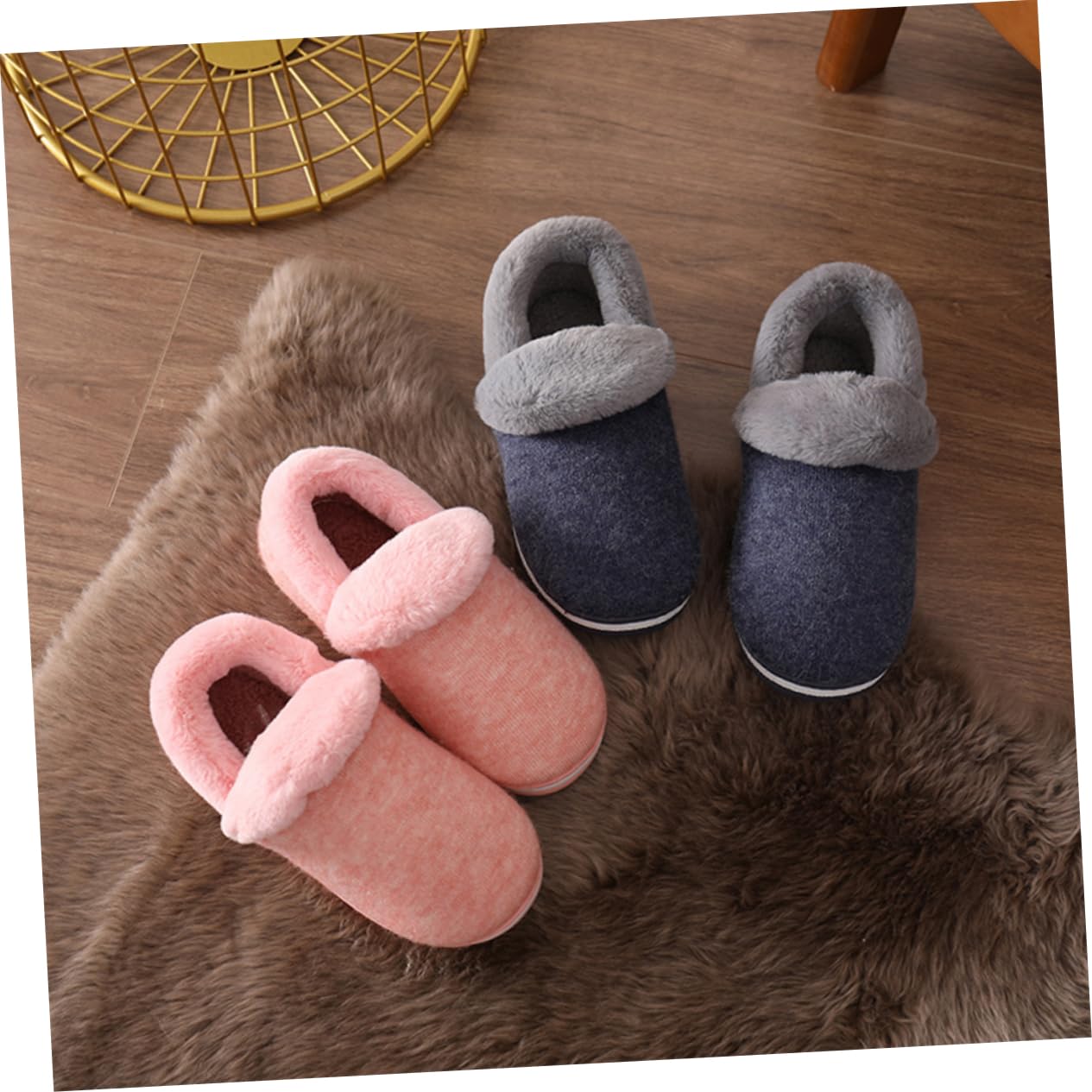 FOMIYES Pantofole Uomo Invernali Calde Tacco Spesse in Peluche Antiscivolo per Camera da Letto e Soggiorno