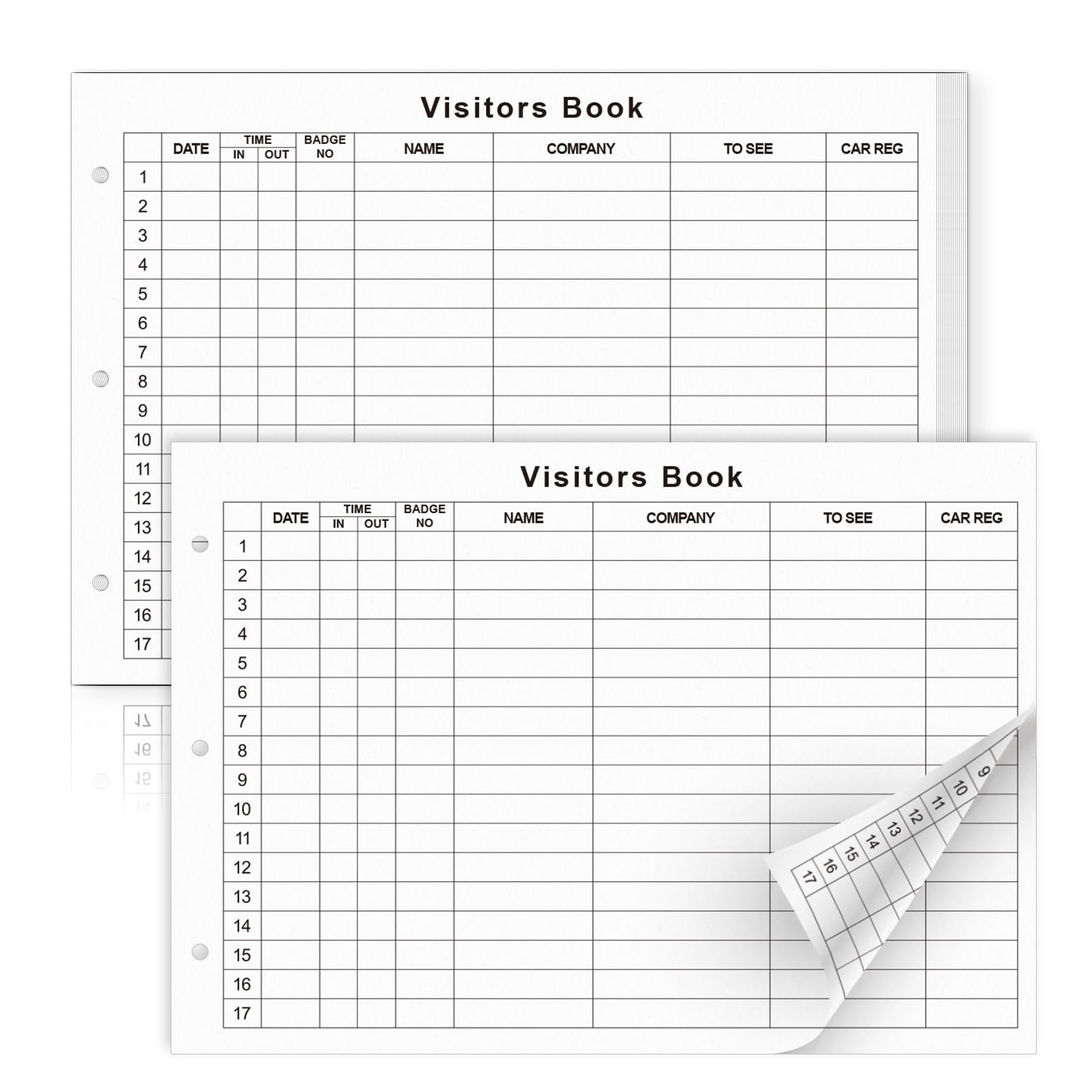 50 Sheets Visitor Log Book Refill Pages A4 Visitors Book Sign in and Out 3 Ring Loose Leaf Visitors Record Books Refill 1700 Entries 100 Pages Visitor Register Books for Business Reception Workplace