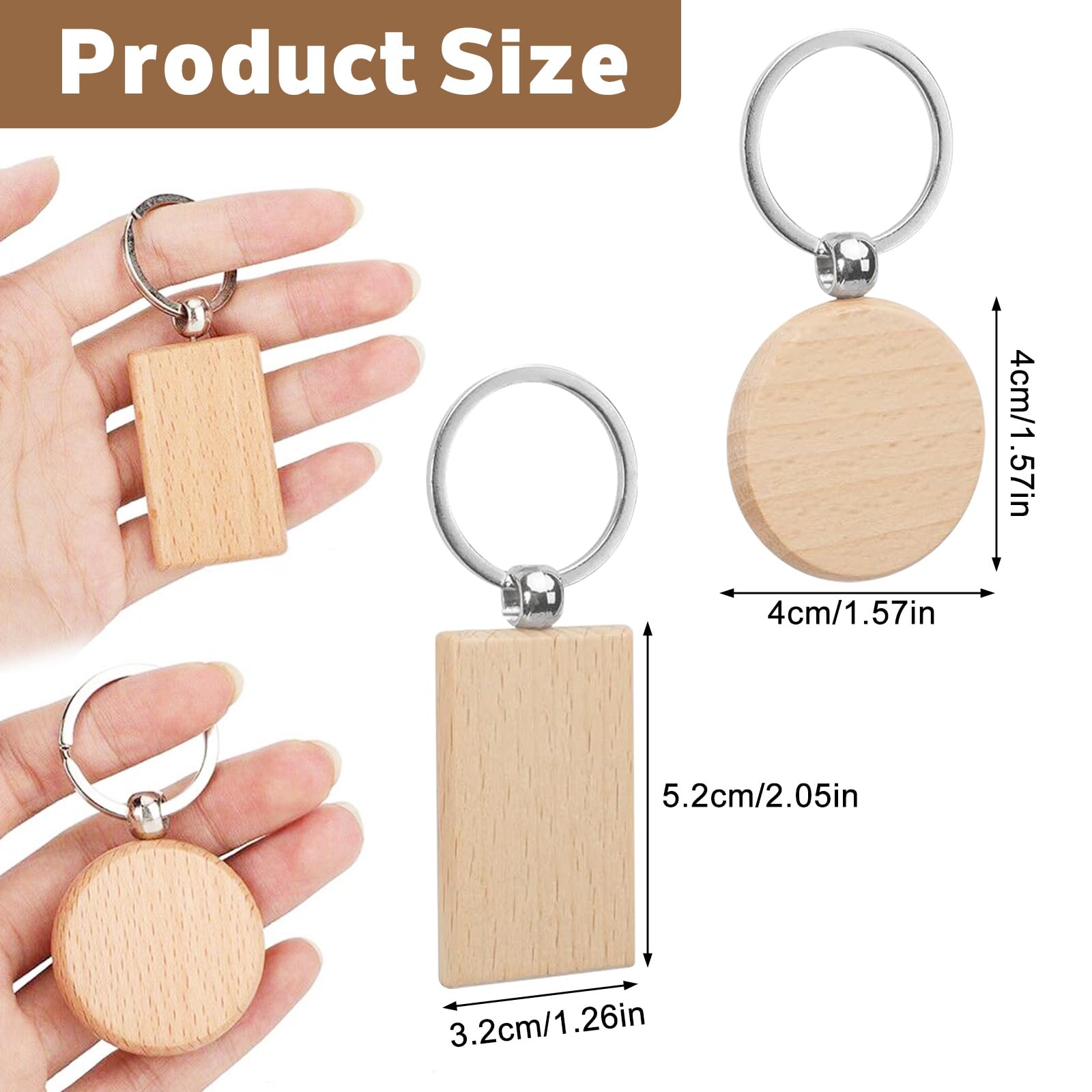Portachiavi In Legno In Bianco, 15 Pezzi Portachiavi Personalizzato Fai da Te Rotondo Vuoti da Decorare, Etichette Chiavi Appesa per Artigianato DIY, incidere, Scritte e Dipinti, Regali