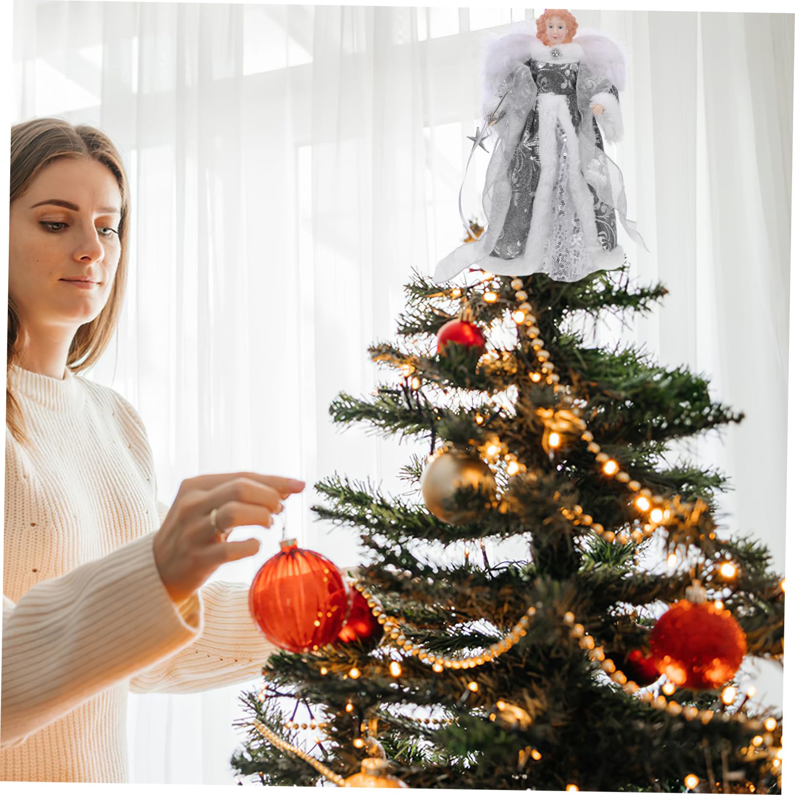 Ciieeo Engel für Weihnachtsbaum Weihnachtsskulptur Engelsfigur Engelsdeko für Baumspitze Kleine Heimdekoration Tischdeko Weihnachtsstatue für Kamin