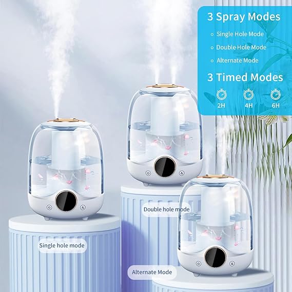 Coverzone 3 Liter Volume Humidifier Steam Machine Humidifier Aroma Therapy Diffuser 3000 Ml Capacity 21x16 cm Home Office Spa Room Humidifier K07 (White)
