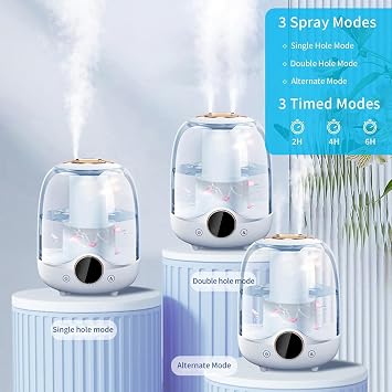 Coverzone 3 Liter Volume Humidifier Steam Machine Humidifier Aroma Therapy Diffuser 3000 Ml Capacity 21x16 cm Home Office Spa Room Humidifier K07 (White)