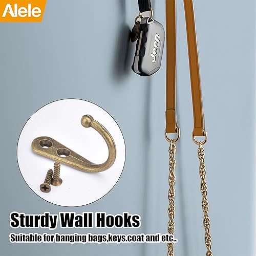 Miniatura 3 de Alele 12 ganchos de pared de latón, gancho de una sola punta, ganchos de toalla para bata, zinc fundido a presión (gancho de una sola punta, 12