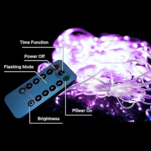 Miniatura 5 de poripori - Cadena de luces de 300 LED para cortina, luces de hadas parpadeantes para dormitorio con 8 modos de iluminación, luces LED de Navidad USB