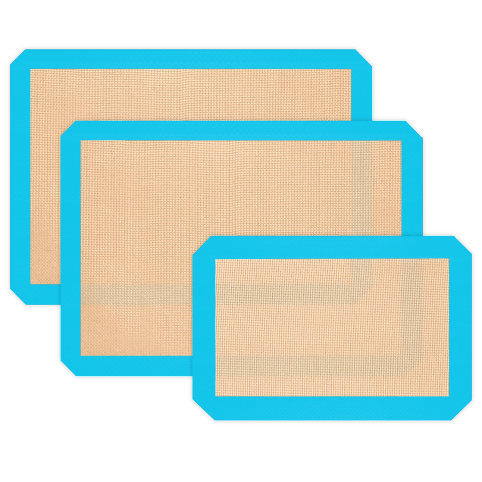 Silikon-Backmatte, 3 Stück, antihaftbeschichtet, wiederverwendbar, lebensmittelecht, Backbleche für Kekse, Brot und Gebäck, Backzubehör für Ofen, Dunkelblau