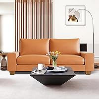 VALTHIE Mid Century Modern Faux Leather Loveseat Sofa, 71.25" 2-Seater with Wide Arms, Side Pockets, Brown Couch for Living Room