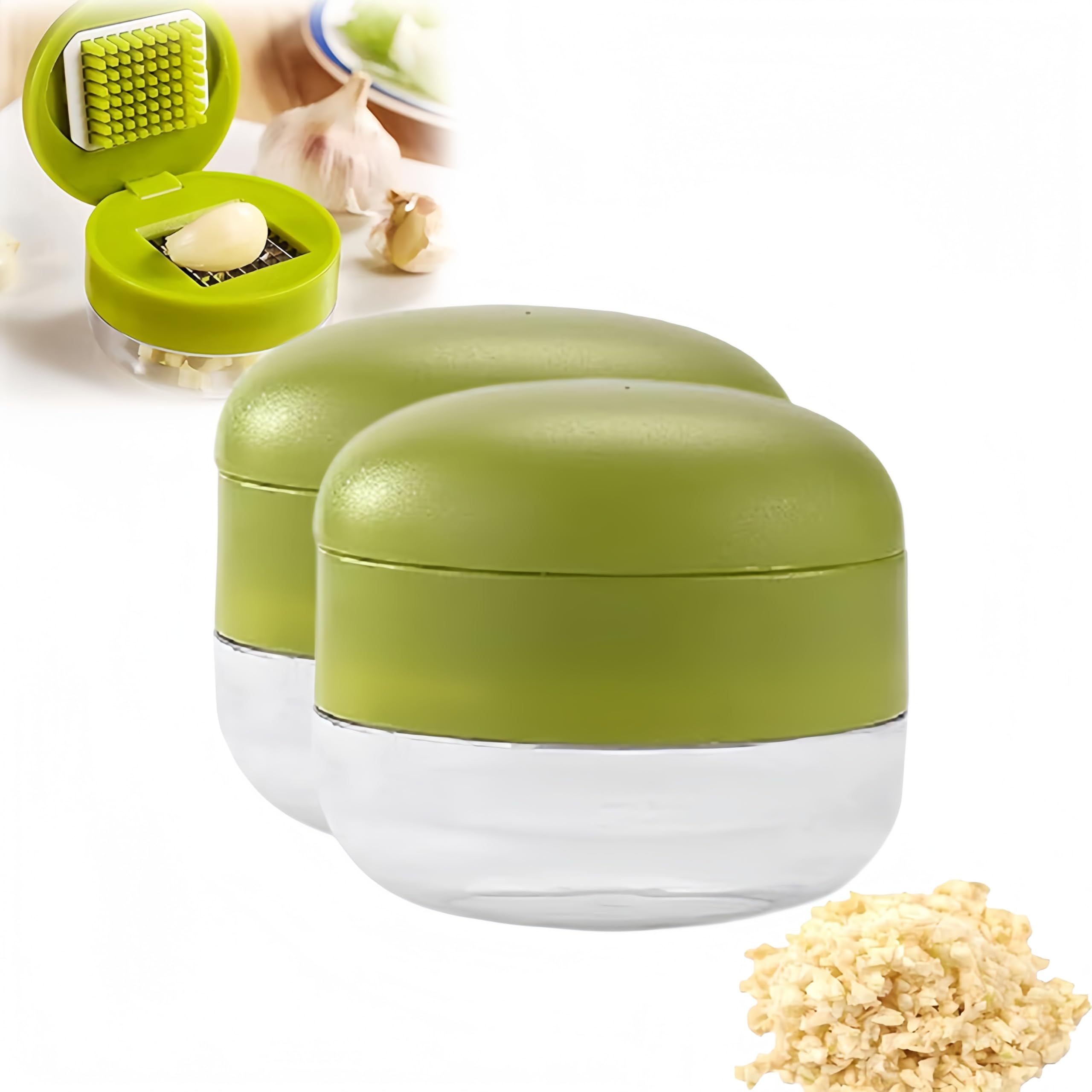 Manual Garlic Twister and Ginger Mincer Tool, Garlic Press and Chopper with Container Man…