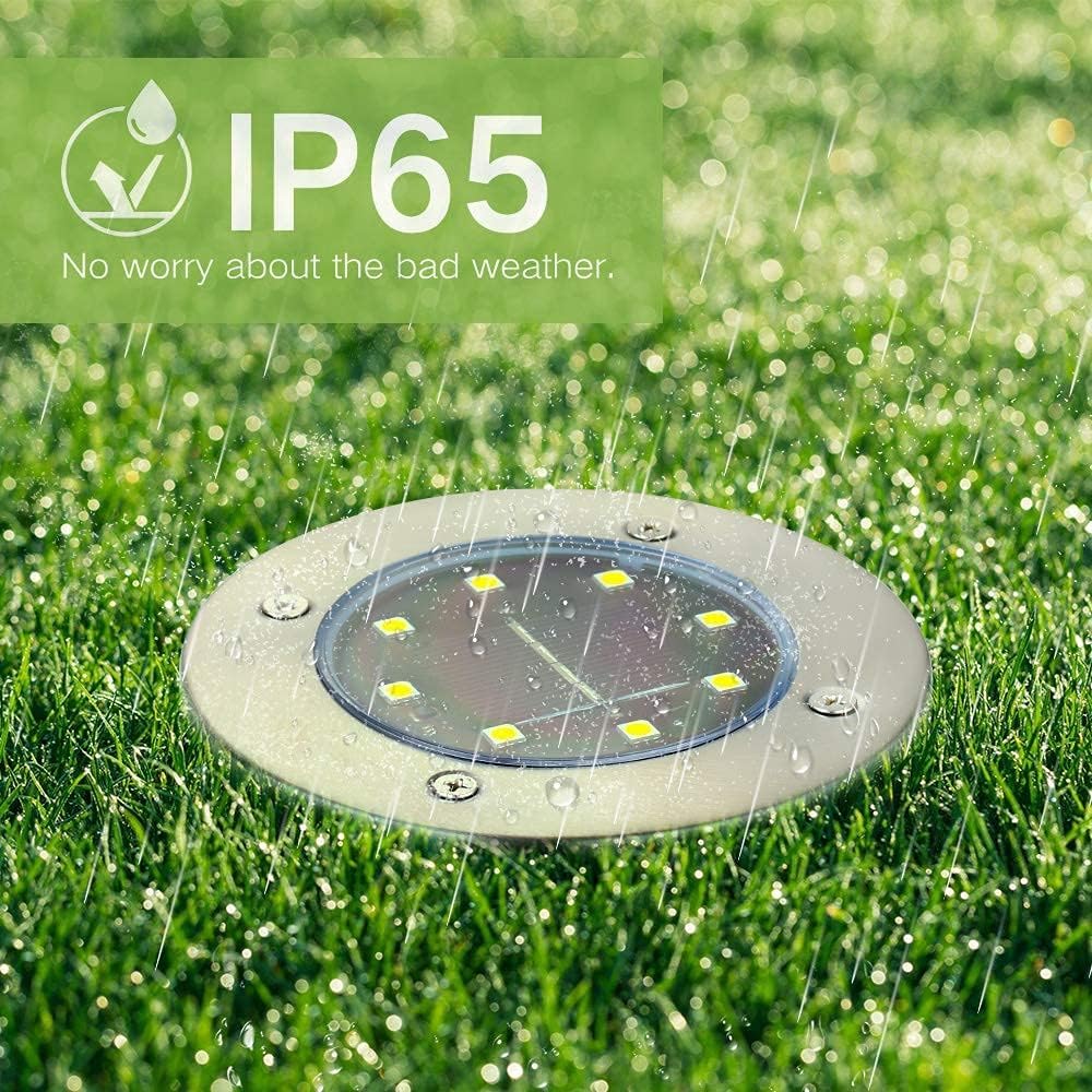 Joomer 12 Stück Solar Bodenleuchten Aussen, Solarleuchten für Garten Außen mit 8 LEDs, 3000K Warmweiß Wasserdicht Led Solar Gartenleuchten, Solarlampen für Außen Rasen Auffahrt Gehweg Patio