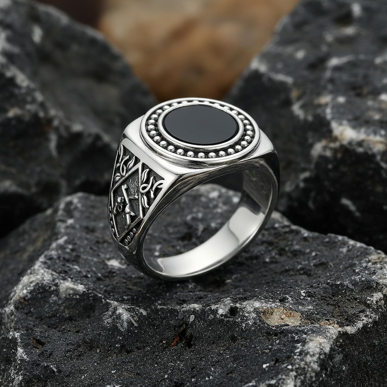 Men's 925 Sterling Silver Western Gun Ring, Vintage Biker Statement Band for Men, Sizes 6-15