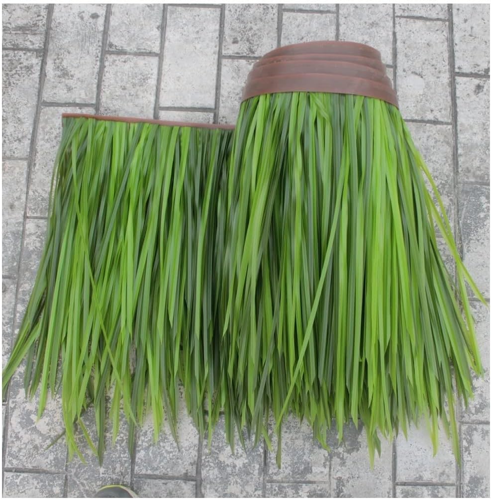Fake Grass Tile Reed Palm Thatch Roll Fake Thatch Simulation Thatch Tile PE Plastic Straw Thatched for Garden Covers Fence Party Decoration(Yellow d,0.5x6m/1.64X19.7ft)