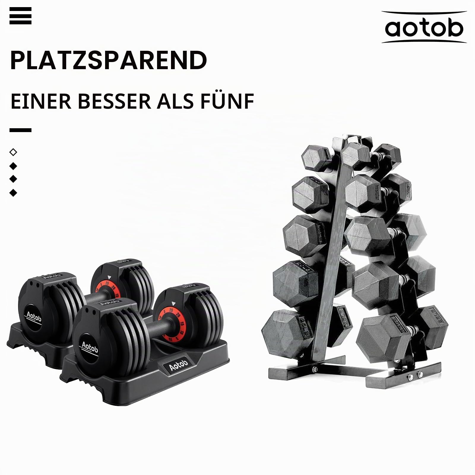 AOTOB 25/25 kg (Paar) Verstellbares Hantel-Set, Hanteln Verstellbares Gewicht mit Anti-Rutsch-Schnellverstellung Drehgriff, Hantel-Sets Verstellbar für Männer und Frauen, Kurzhanteln Paar für