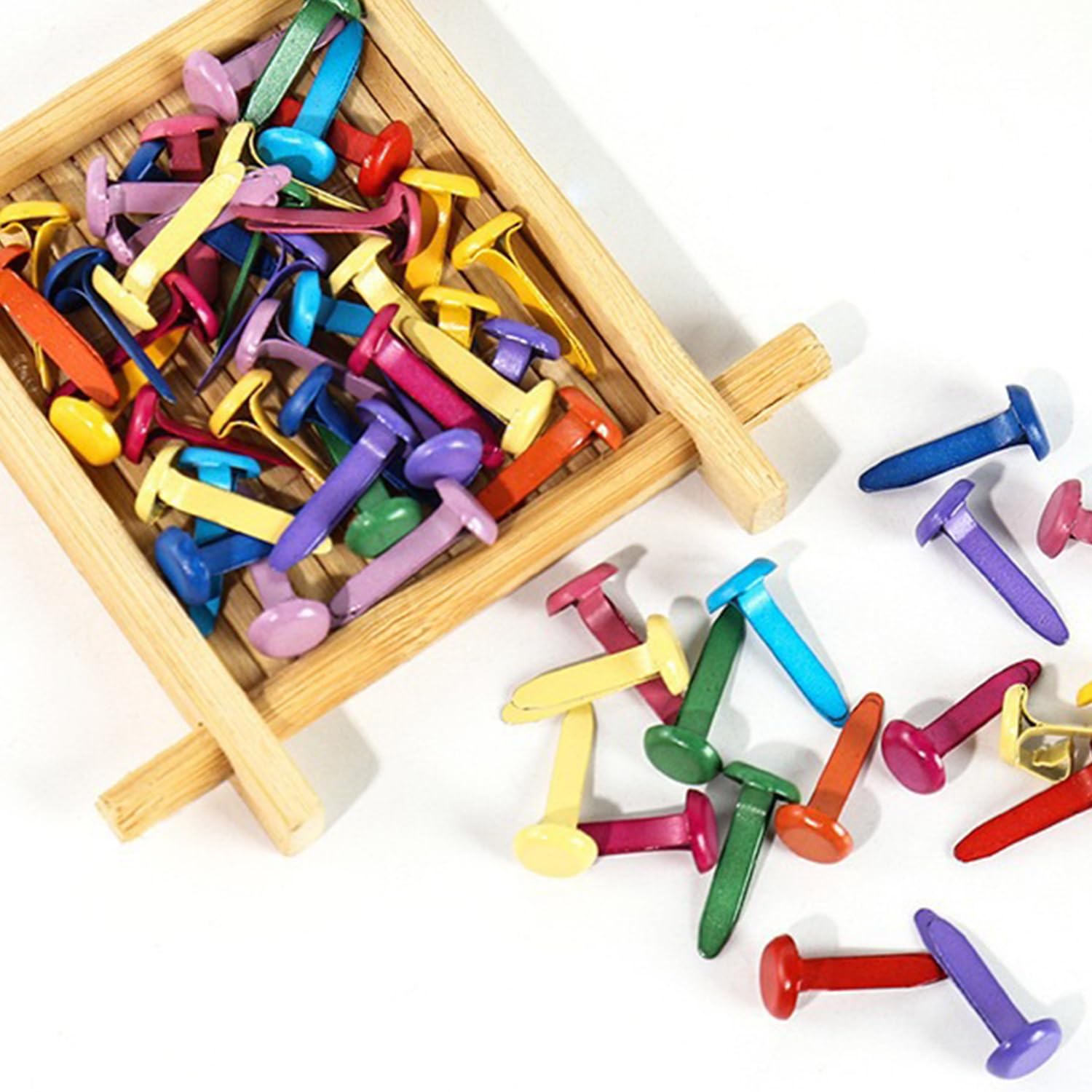 Mini Brads for Paper Crafts Metal Brads Paper Fasteners for Crafts 8mm x 18mm Multicolor Split Pins Brad Fasteners Paper Fastener Metal Fasteners for DIY Crafts Projects Scrapbooking Office 100 Pcs