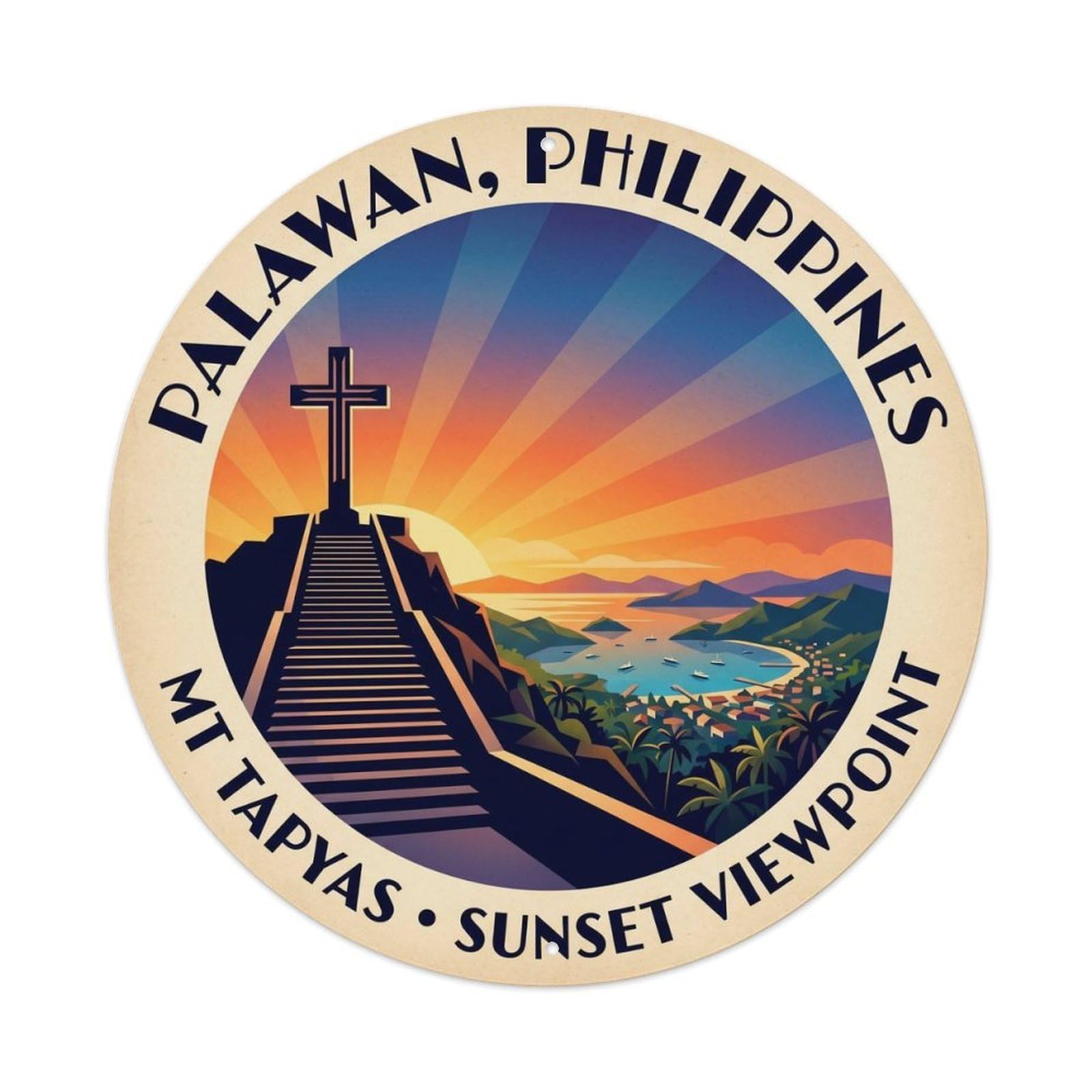 Palawan Mount Tapyas Mountain Tropical Nature Lake Metal Tin Sign