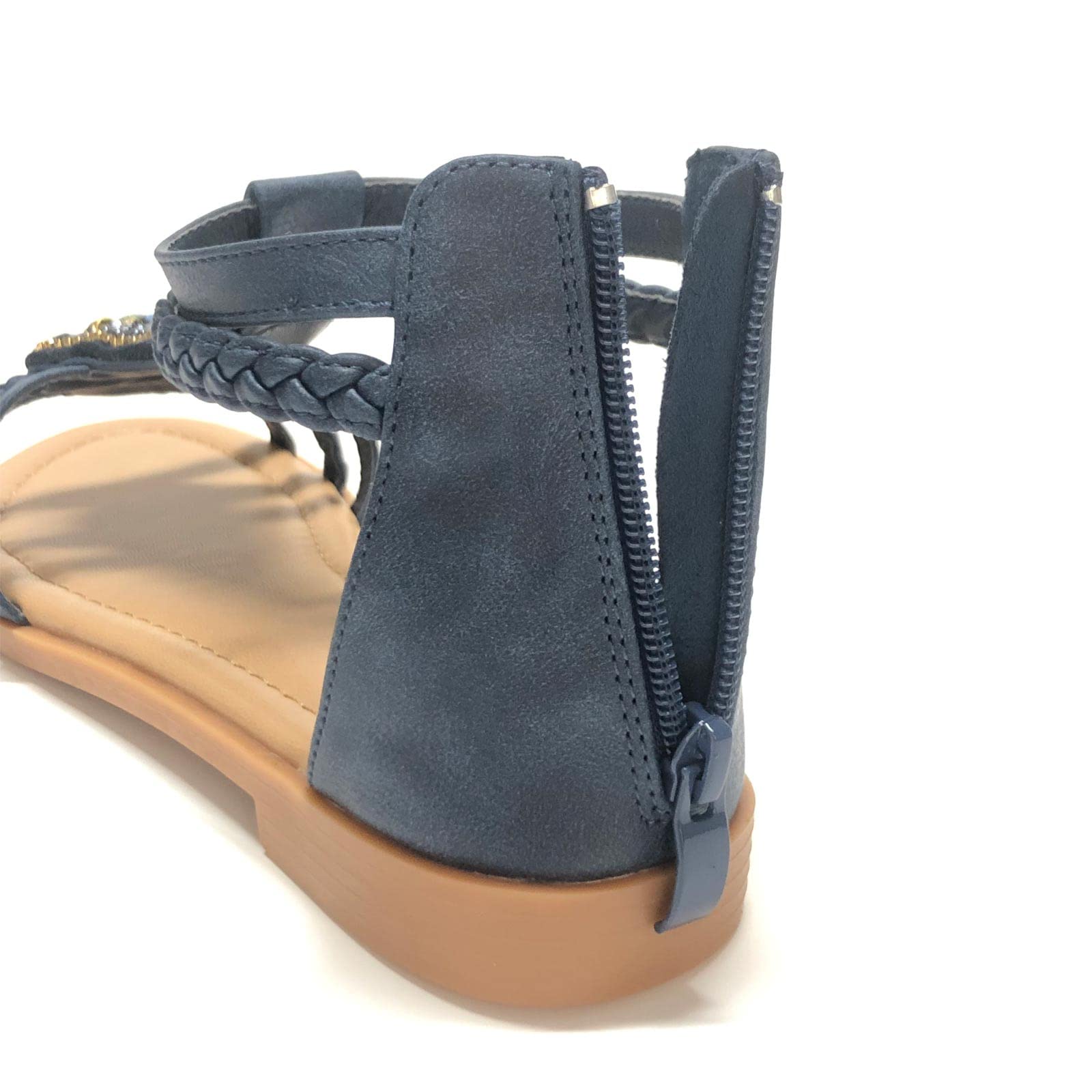 Sandalias para Mujer, Summer Beach Sandalias Planas de Gladiador Sandalias de Punta Abierta Boho para Mujer Sandalias cómodas con Correa en el Tobillo Chanclas