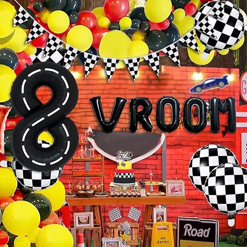 Miniatura 5 de 134 globos de auto de carreras, suministros de fiesta de cumpleaños para niños, suministros de fiesta temática de autos de carreras, kit de