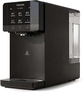 Toshiba Osmoseanlage, Wasserfilter Trinkwasser, Auftisch, Keine Installation, Heißwasserspender, Umkehrosmoseanlage, Mehrfach-Filterung & Mineralisierung, UV Licht, NSF zertifiziert, Grau