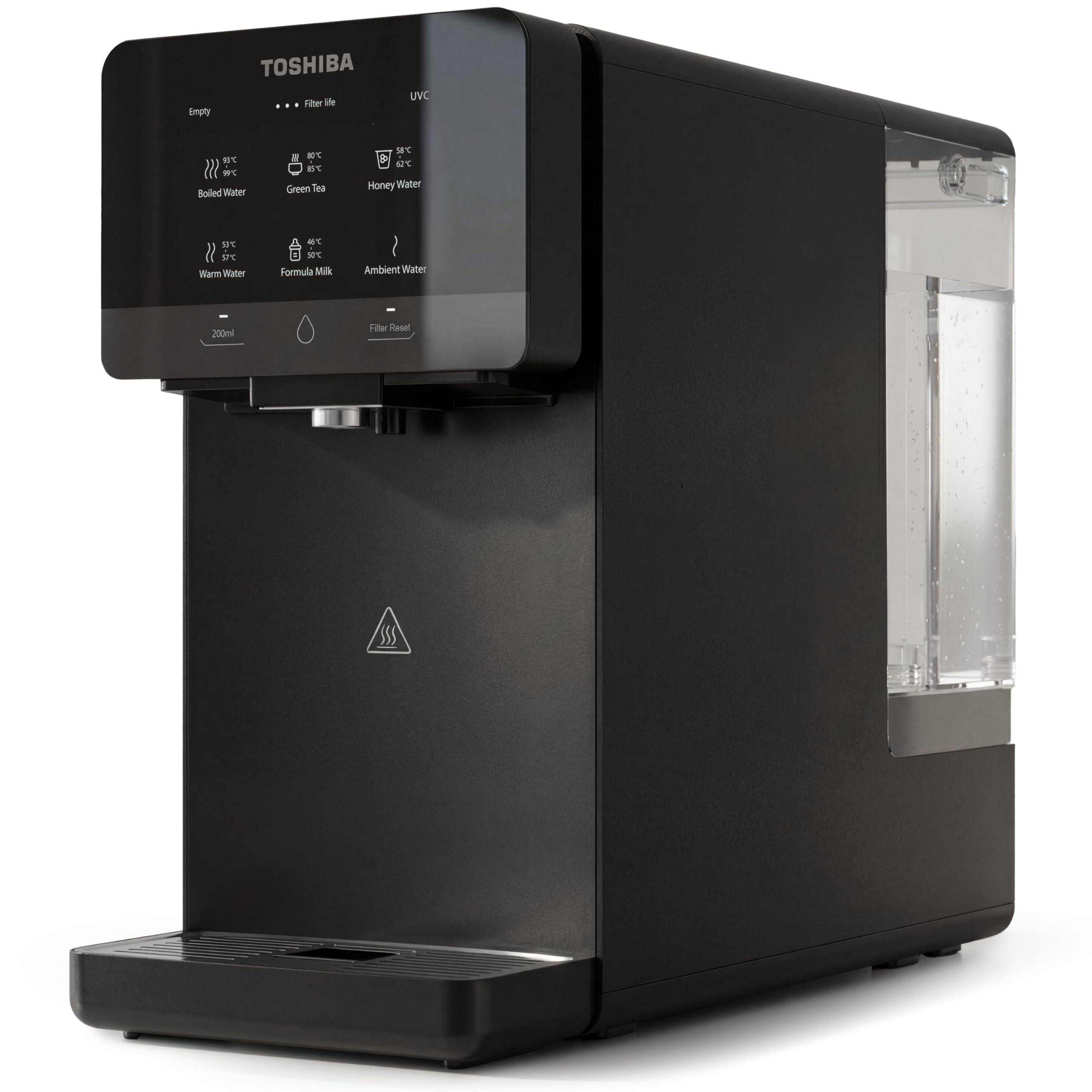 Toshiba Osmoseanlage, Wasserfilter Trinkwasser, Auftisch, Keine Installation, Heißwasserspender, Umkehrosmoseanlage, Mehrfach-Filterung & Mineralisierung, UV Licht, NSF zertifiziert, Grau