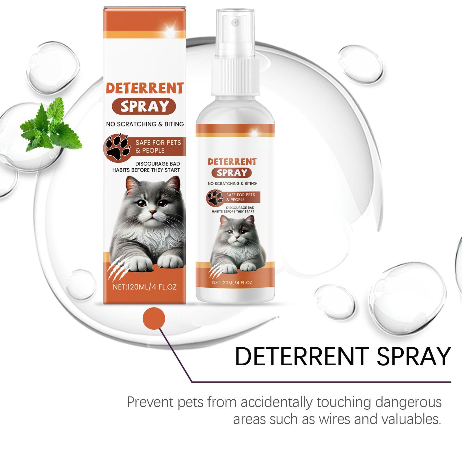 Spray a prova di gatti da 4 floz, estratti naturali di agrumi, protezioni per mobili per interni, per fermare l'arrampicata, controllo per animali domestici, spray anti-arrampicata per mobili