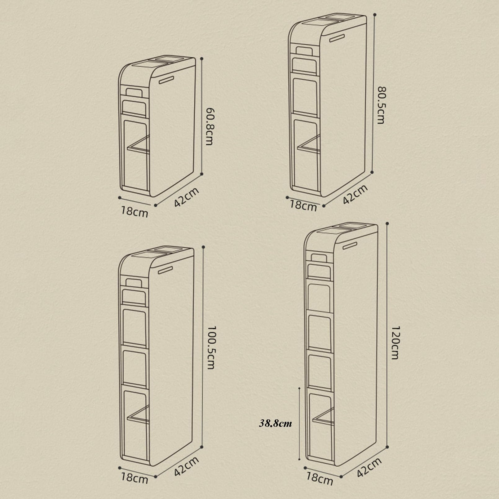 Armoire de rangement autonome étroite de salle de bain avec tiroirs et roulettes transparents – Grand organisateur pour cuisine, couloir, salon, chambre à coucher, buanderie, toilettes (blanc)
