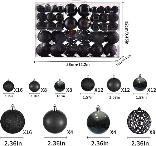 Miniatura 2 de NJN - Adornos de bolas de Navidad, 100 unidades, juego de adornos de Navidad, bolas inastillables dentro de una caja con asa y envueltas para