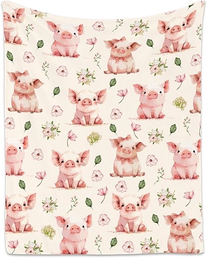 Pig Blanket, Cute Soft Throw Gifts for Kids, Cozy Flannel Throw Blankets for Couch Sofa, 30"x40"