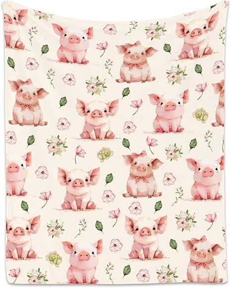 Pig Blanket, Cute Soft Throw Gifts for Kids, Cozy Flannel Throw Blankets for Couch Sofa, 30"x40"