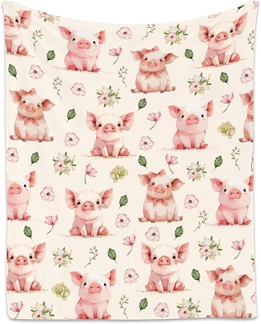 Pig Blanket, Cute Soft Throw Gifts for Kids, Cozy Flannel Throw Blankets for Couch Sofa, 30"x40"