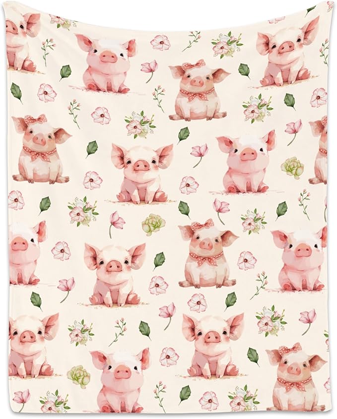 Pig Blanket, Cute Soft Throw Gifts for Kids, Cozy Flannel Throw Blankets for Couch Sofa, 30"x40"