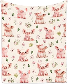 Pig Blanket, Cute Soft Throw Gifts for Kids, Cozy Flannel Throw Blankets for Couch Sofa, 30"x40"