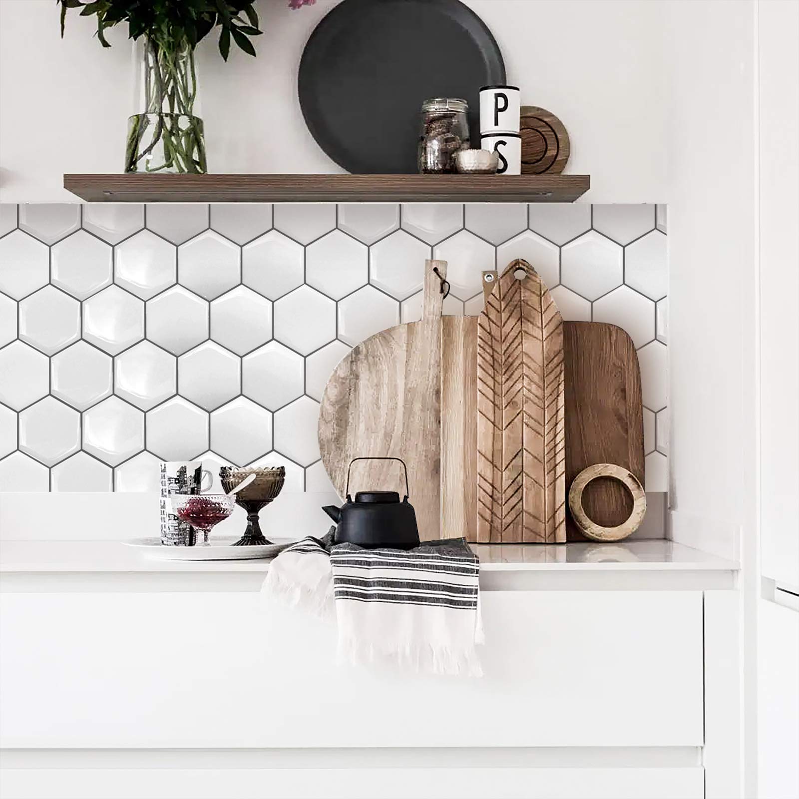Snapklik.com : MORCART 6-Sheet Hexagon Peel And Stick Tile Backsplash ...