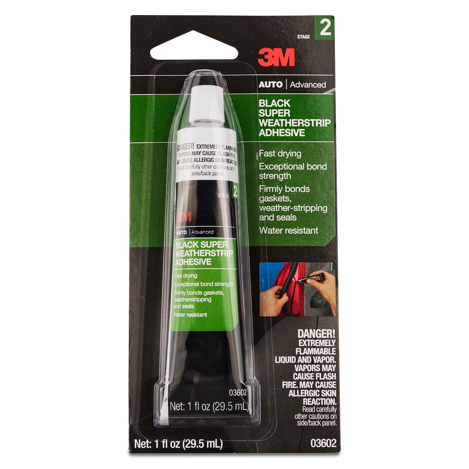 3M Black Super Weatherstrip Adhesive, 03602, 1 fl oz, 1 Per Pack