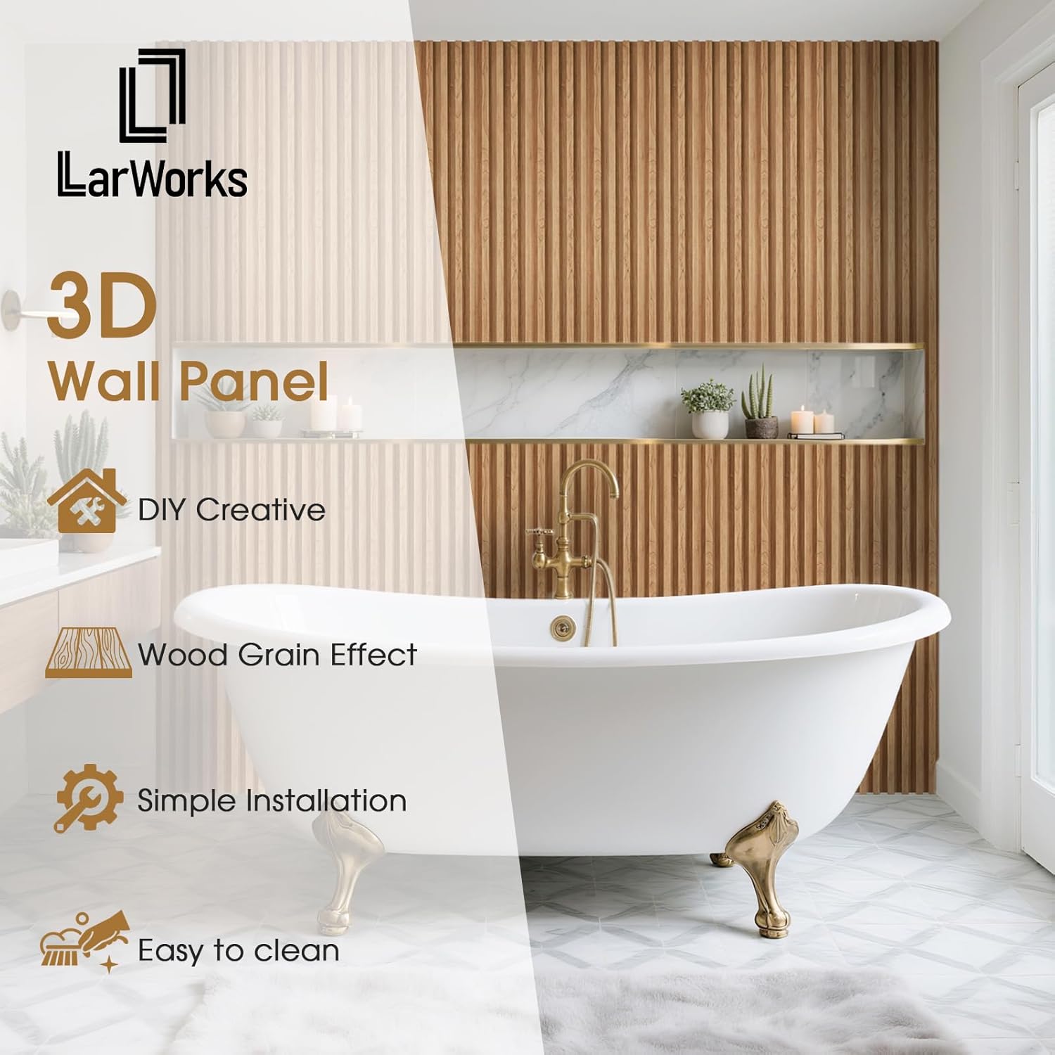 wpc slat wall panels 8 pack 96" x 8.2", waterproof fluted wall paneling, accent 3d wall panel for wall decor, bathroom, bedroom, office - widen low grille elm (cover approx.44 sq.ft) 96 x 8.2 inch elm
