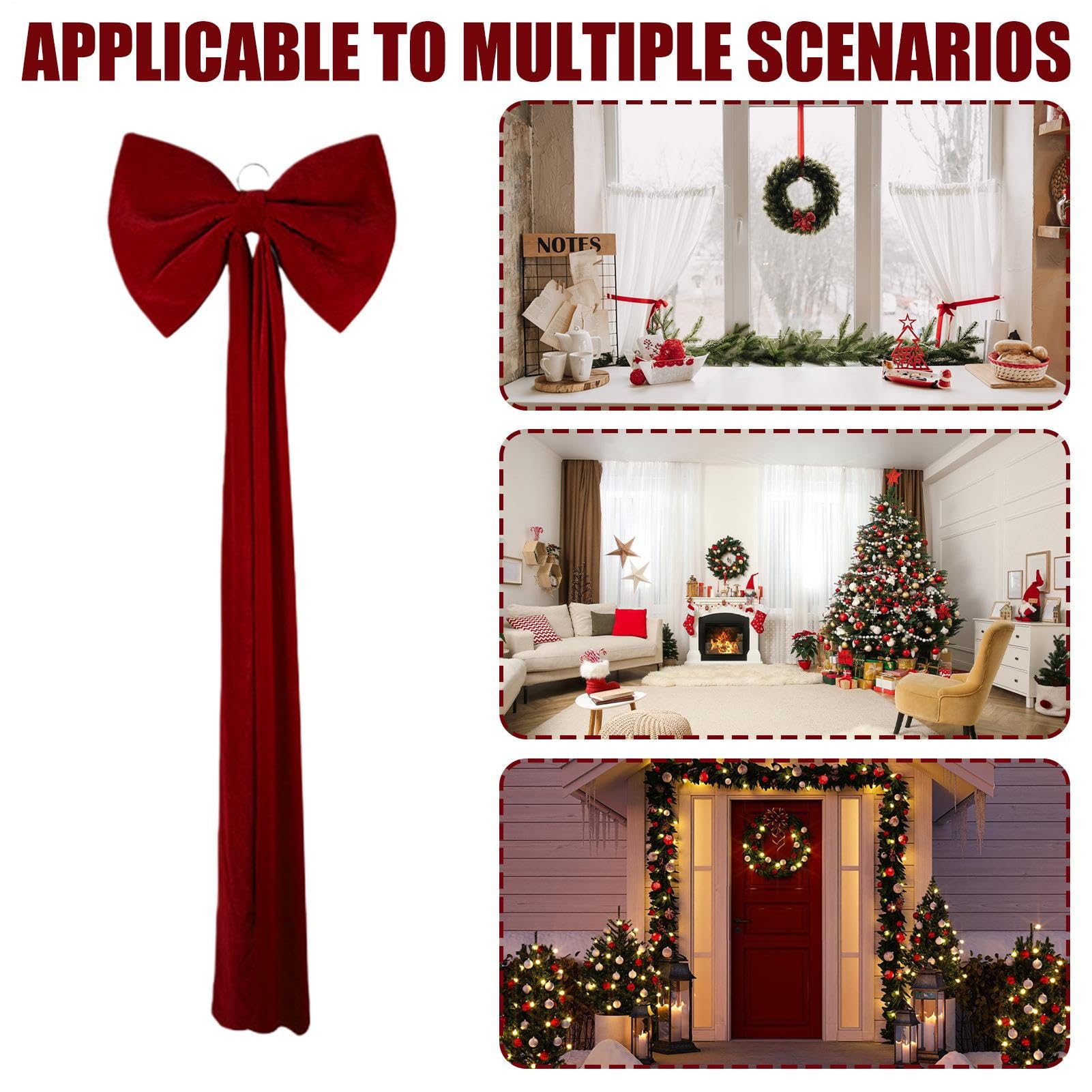 Genérico Weihnachtsbaum Topper Mit Schleife,Rote Jahreszeitliche Dekoration,Topper Aus Samt In Form Einer Schleife | Schrank, Zuhause, Bauernhaus, Bankett, Weihnachtsbaum, Tür, Party Und Zusammenkun