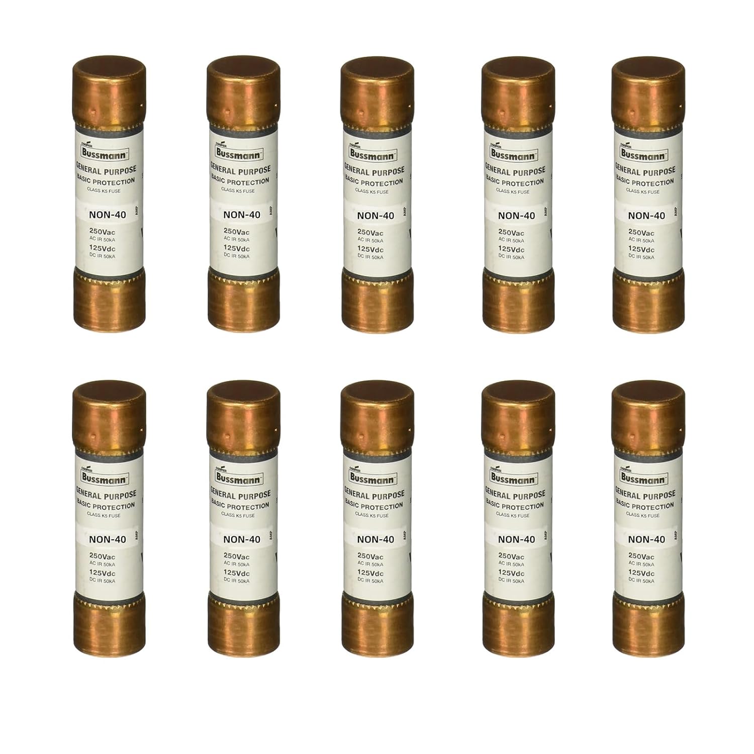 10-Pack NON-40A Non-40 Amp ONE-TIME Fuse,Non-40 Current Limiting Class K5 Cartridge Fuse