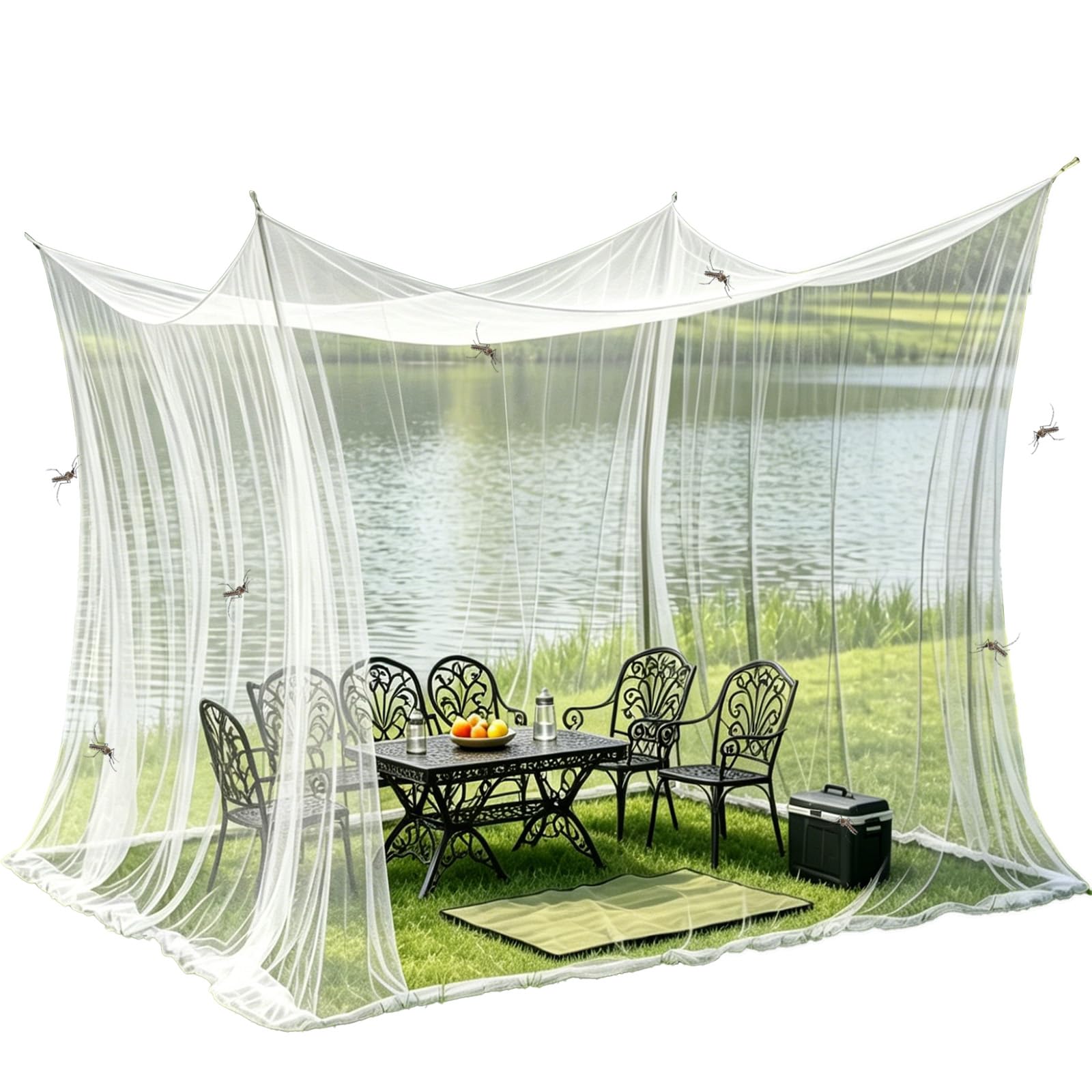 Mosquitera Grande Exterior/Interior, Mosquitera 300 x 300 x 250 cm,Redes antimosquitos, Mosquiter Grande, Malla Fina y Duradera, Mosquiter Cama Matrimonio, 220 Malla, Mosquiter Exterior (Blanco)