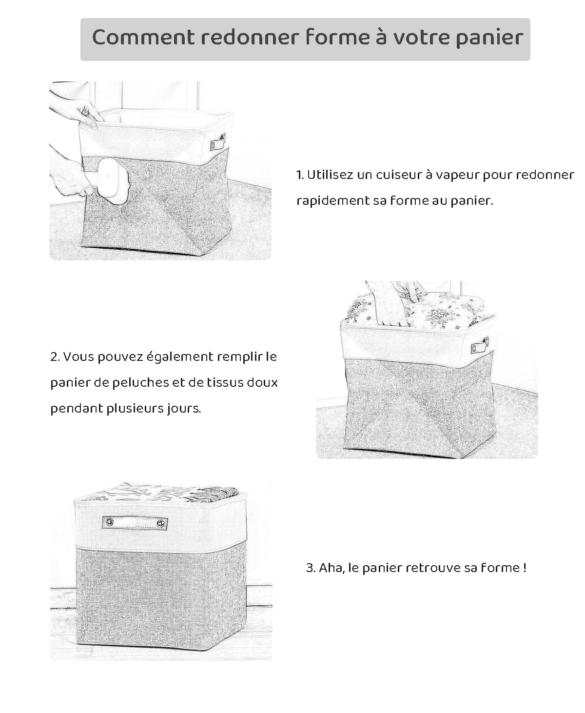Mangata 25|28|30|33 cm Boite Rangement Tissu, 28x28x28 cm Cube Rangement, Lavable, Pliable, Lot de 3, Gris Rose