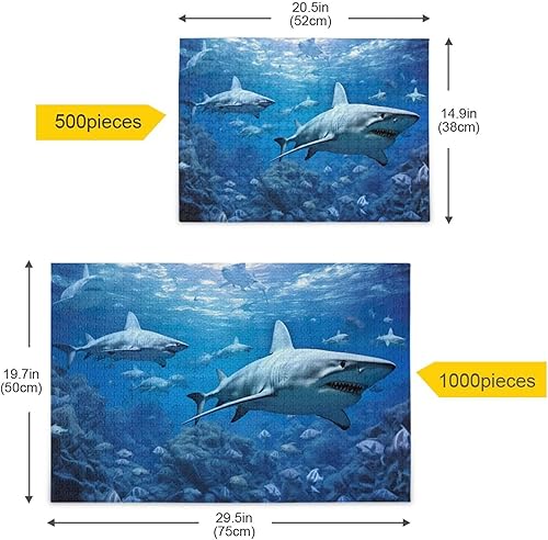 Miniatura 5 de xigua Rompecabezas de tiburones de 1000 piezas para adultos, juego de rompecabezas grande desafiante para adultos y adolescentes, 29.5 x 19.7