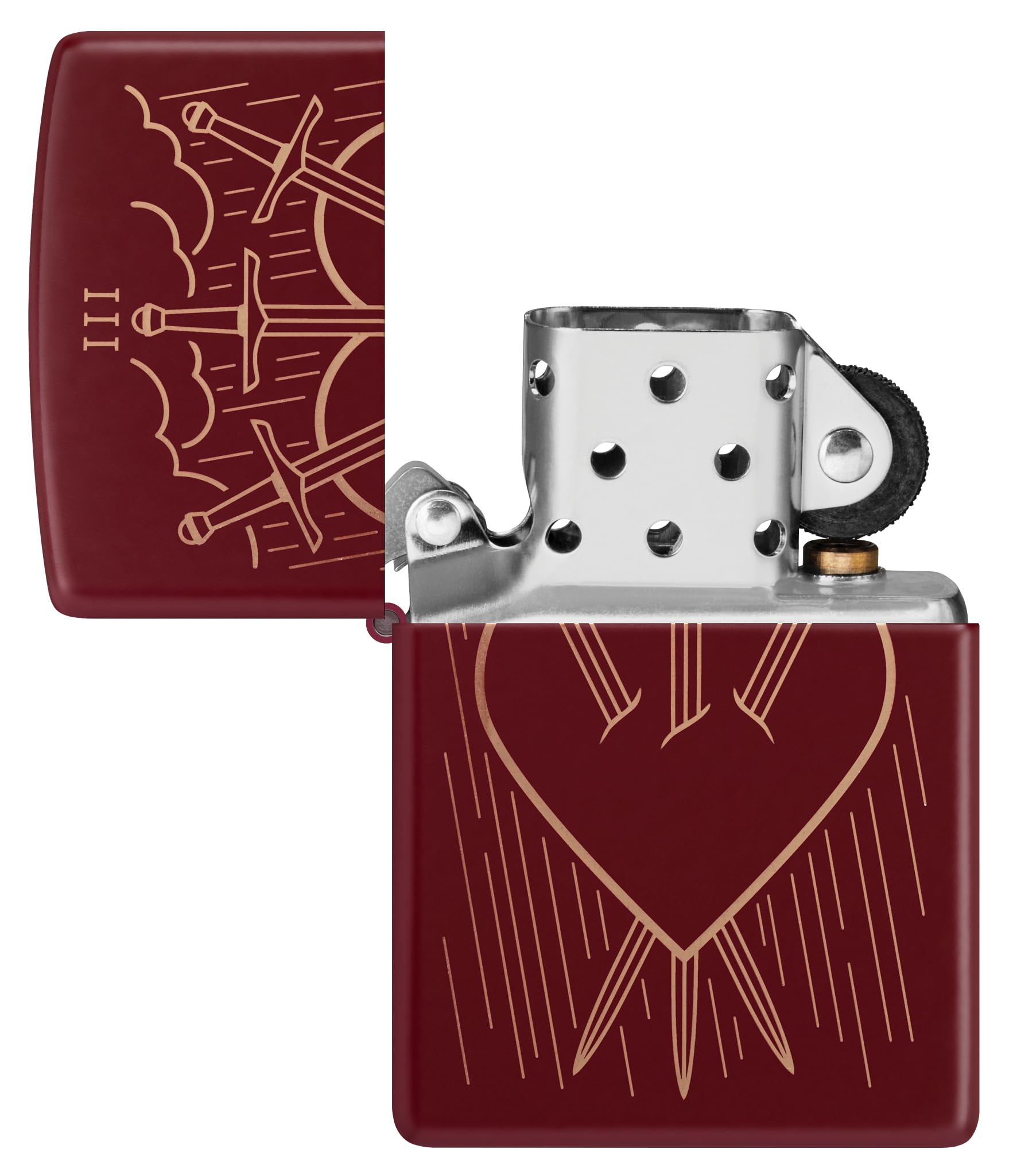 Zippo Sturmfeuerzeug - Luck/Fortune - Laser Engrave Merlot - Nachfüllbar - Wiederverwendbar - Windfestes Design - Geschenkbox - Made in USA