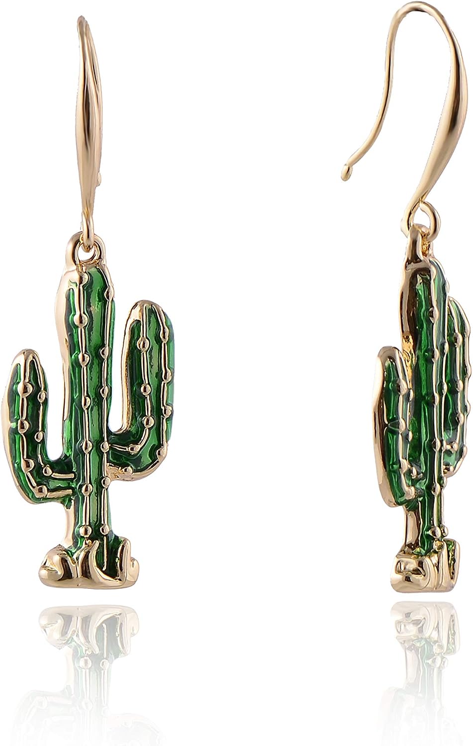 Metal Dangle Earrings for Women Girls Fashion Statement Green Cactus Coconut Palm Tree Flamingo Bird Hypoallergenic Earrings