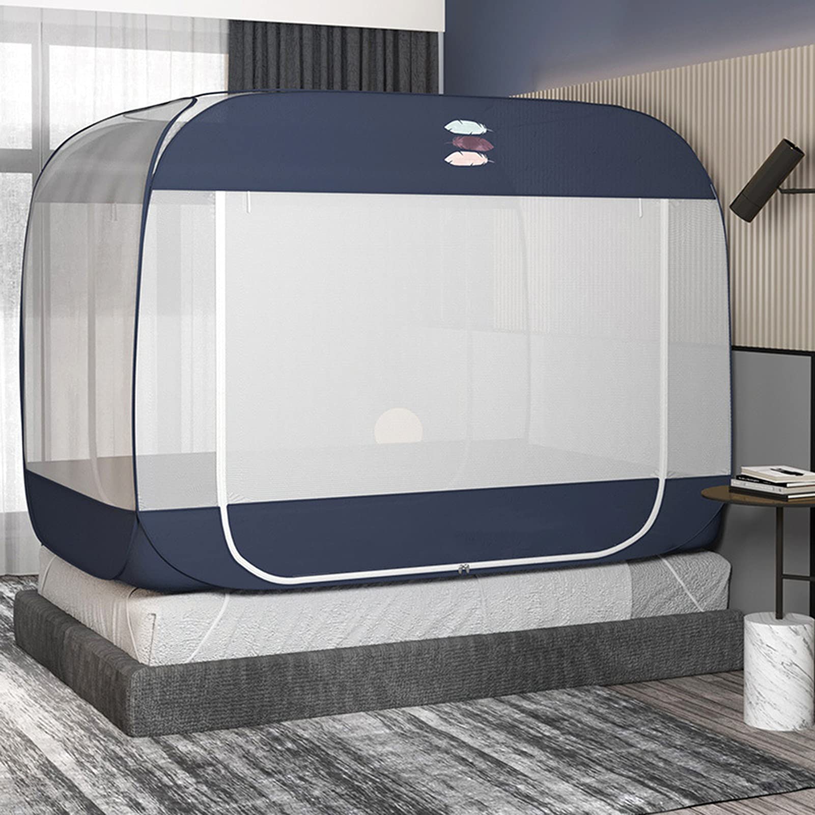 GJMSSMY Mosquito Net, Pop Up Mosquito Net Bed Canopy Foldable Double Door Mosquito Camping Curtain with Zipper Prevent Insect Pop Up Tent Curtains for Beds Bedroom,E,1.5 * 2.0M