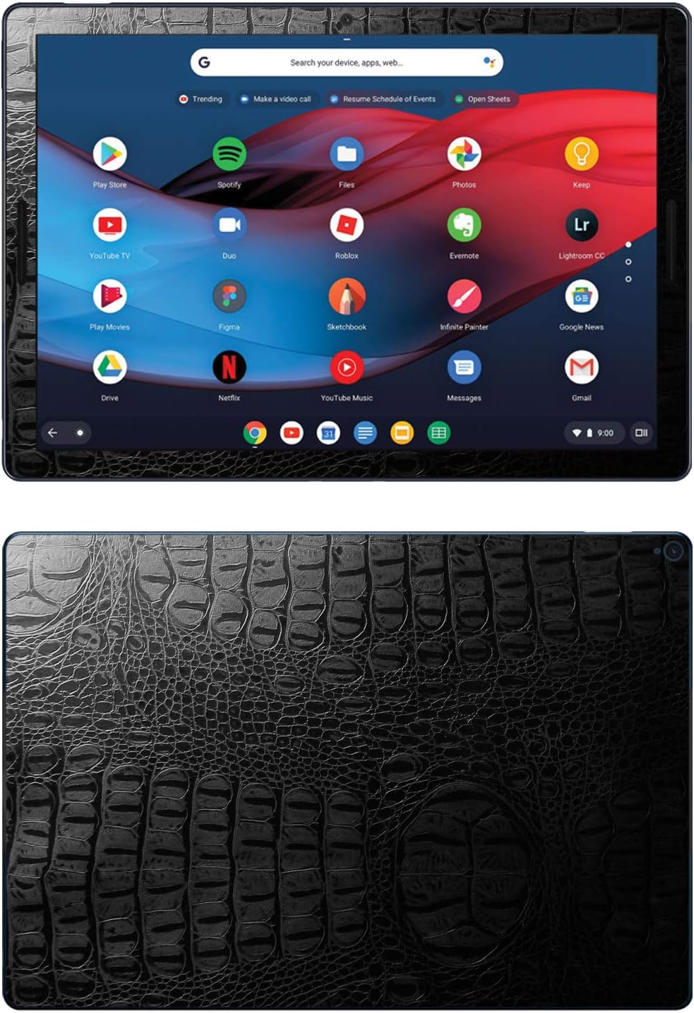 Decalrus - Protective Decal for Google Pixel Slate (12.3" Screen) Tablet Crocodile Skin Pattern Texture Skin Skins Decal for case Cover wrap CROgooglePixelSlate_12Black