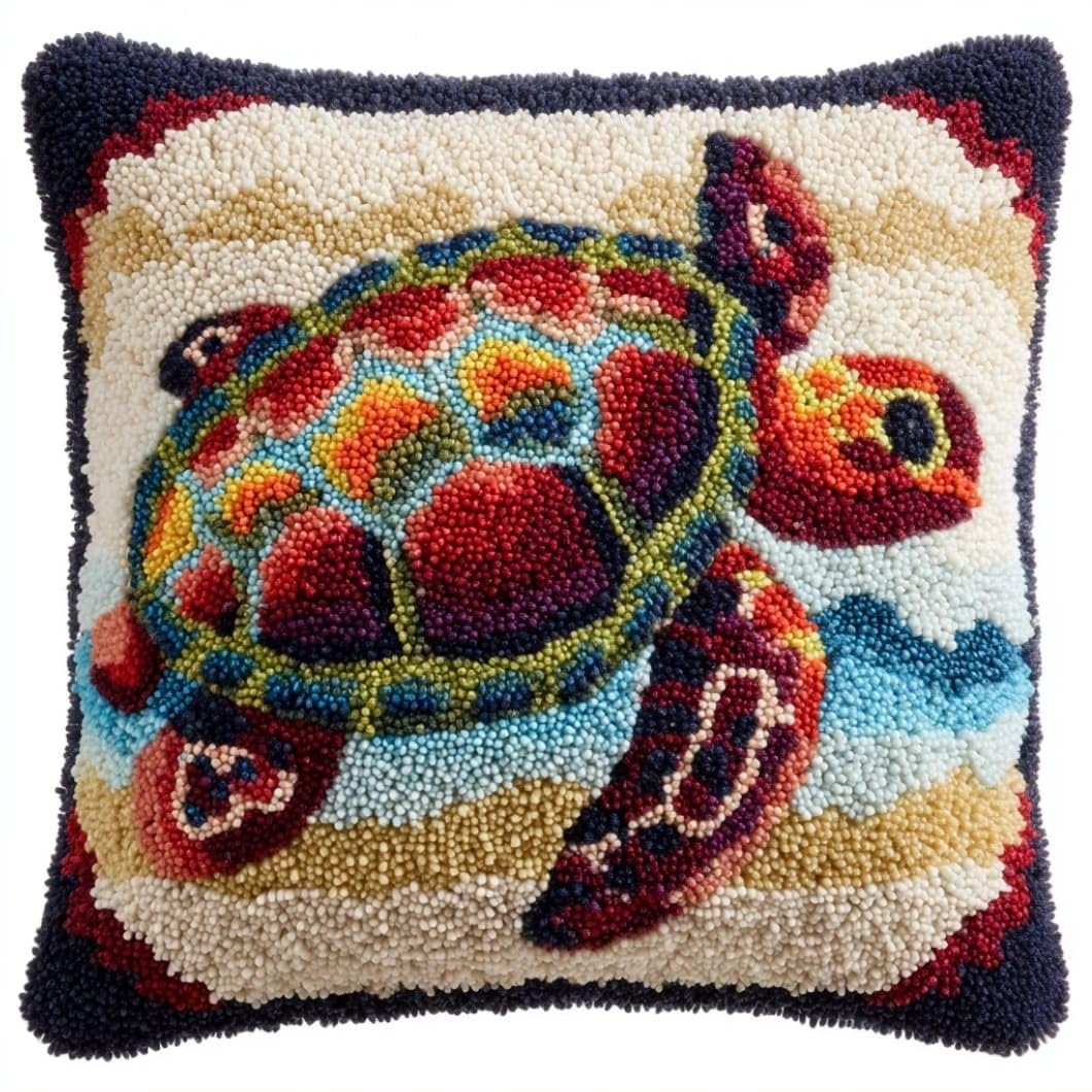 AxiangziK Latch Hook Pillow Kit Turtle 43X43Cm