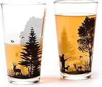 Vista 15 de Black Lantern Juego de 2 vasos de pinta con temática natural, vasos de pinta en diseños únicos para entusiastas de la cerveza artesanal, juego