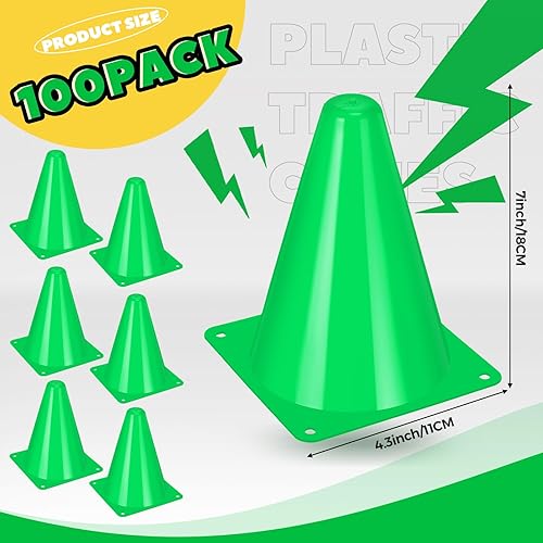 Miniatura 2 de Geetery 100 Pcs 7 Inch Small Sports Training Cones Mini Plastic Traffic Cones Driving Practice Cones Agility Marker Cone for Soccer Skating