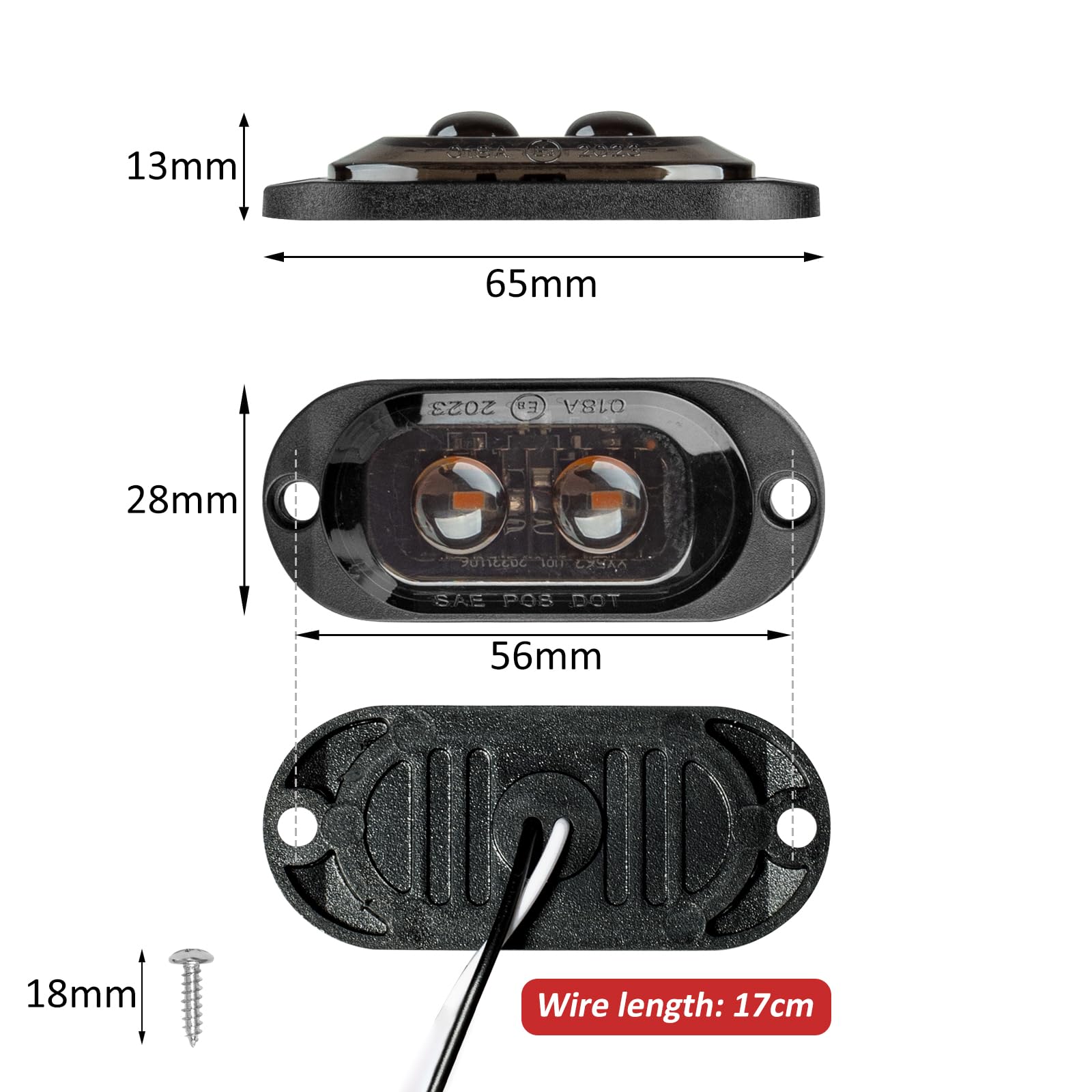 Catekro 10x Luci Ingombro LED 12V-24V, Luci di Posizione Laterali per Auto Indicatori Laterali con 2 LED Lente Affumicata Impermeabile per Camion Camper Furgone SUV (Giallo)