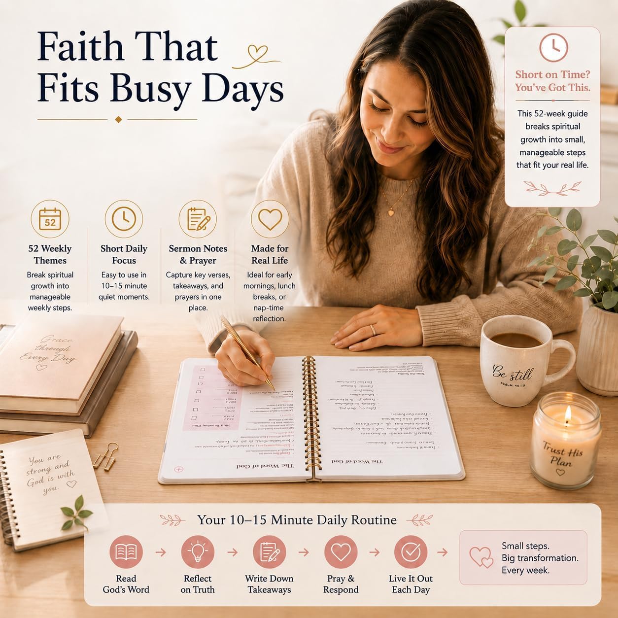 meDolove Bible Study Journal Spiral Christian Book for Women,5.4" × 8" image 2