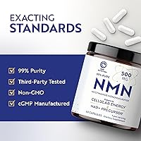 Vista 6 de Suplemento NMN de 500 mg 99% puro Precursor de NAD+ para energía celular, longevidad, reparación y apoyo al envejecimiento saludable Probado por