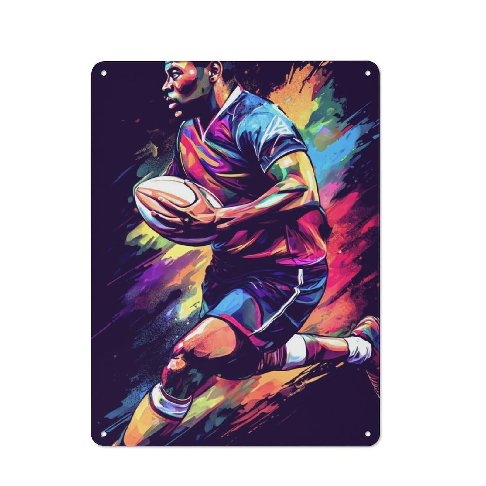 Junmoney Rugby Player In Action For Man Cave Or Games Room, Retro Tin Sign 40X30cm, A Christmas Gift For People Styling Man Cave And Games Room