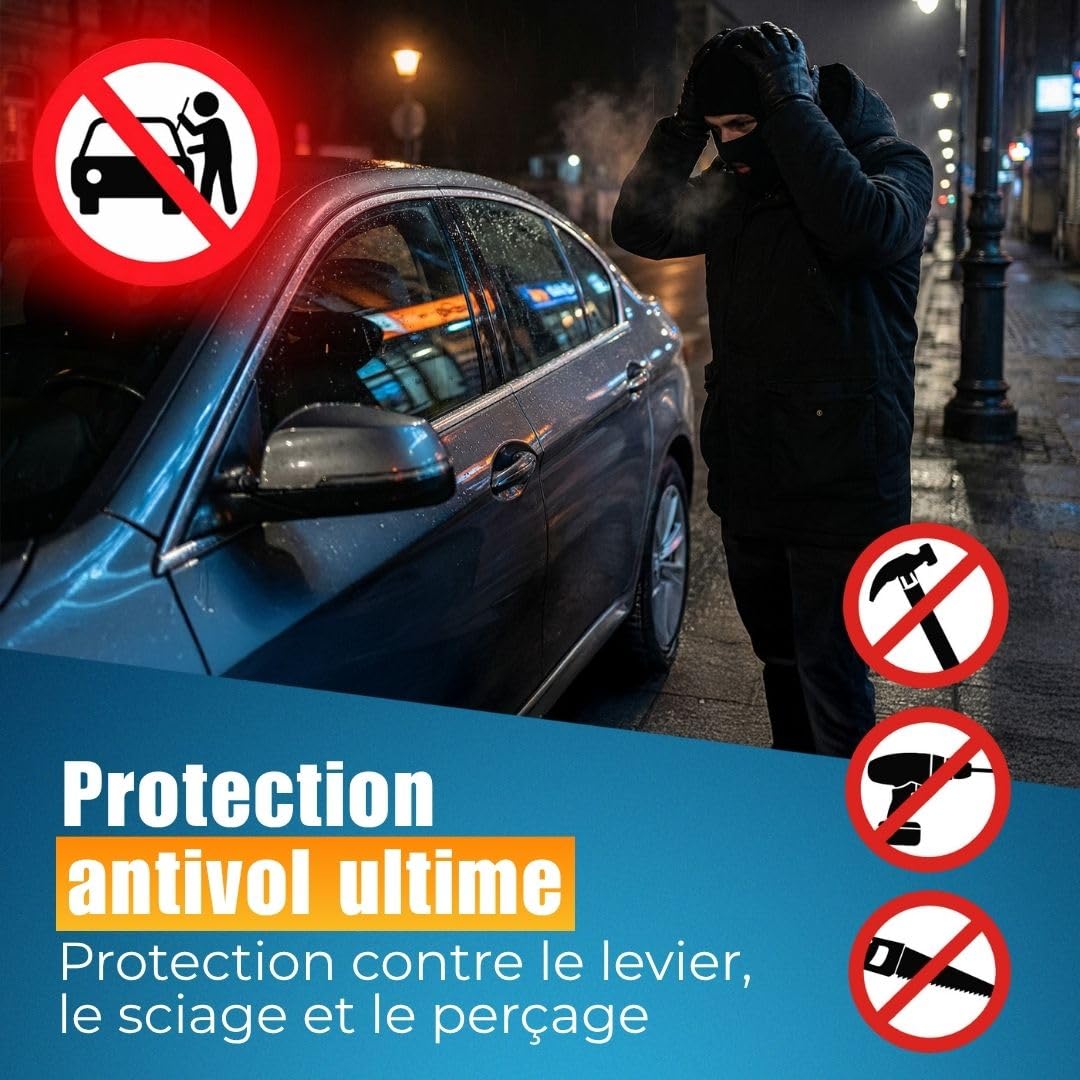 ATG Bloque Volant Voiture – Antivol Voiture, Antivol Volant & Canne Antivol pour Auto, SUV, Van, Utilitaire & Camping-Car – Acier Trempé, Protection Anti-Perçage